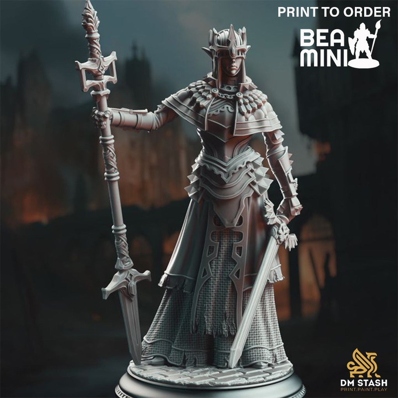 Elf War  Cleric – Evana the Proselytizer | BeaMini Print to Order Miniatures