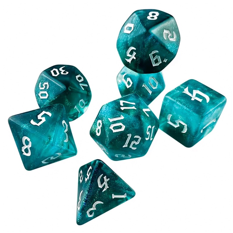 Poseidon’s Bounty – 7 Piece Polyhedral Dice Set + Dice Bag