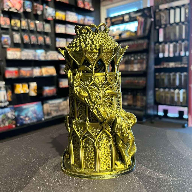 3D Printed Dice Tower – Druids Tower (Green/Black)