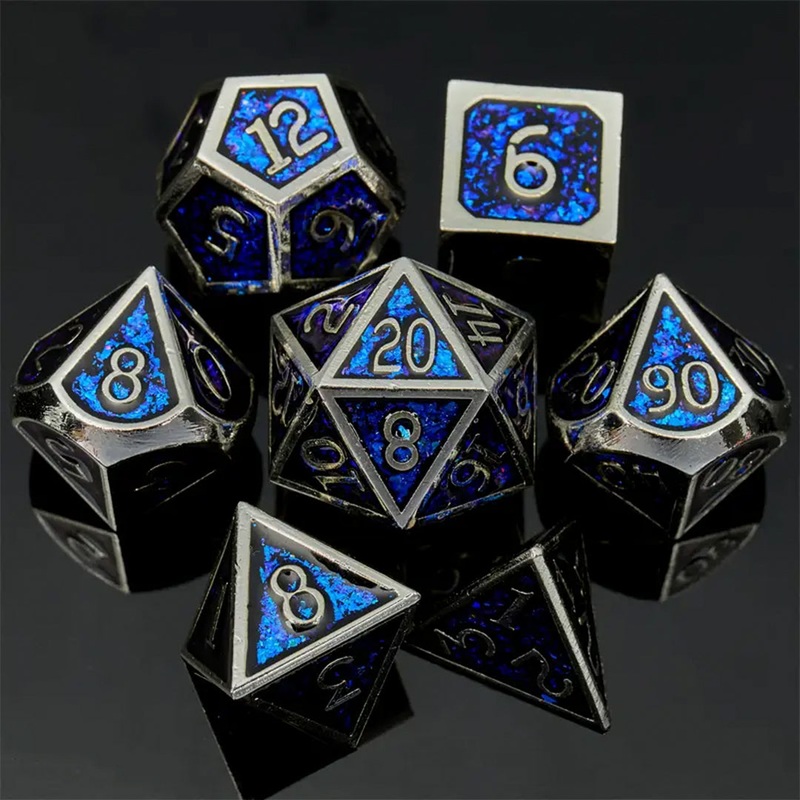 Archmagi’s Trinket – 7 Piece Metal Polyhedral Dice Set & Dice Case