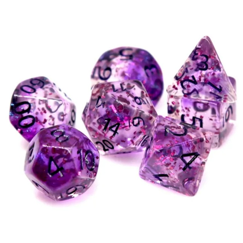 Pink Lemonade – 7 Piece Polyhedral Dice Set + Dice Bag