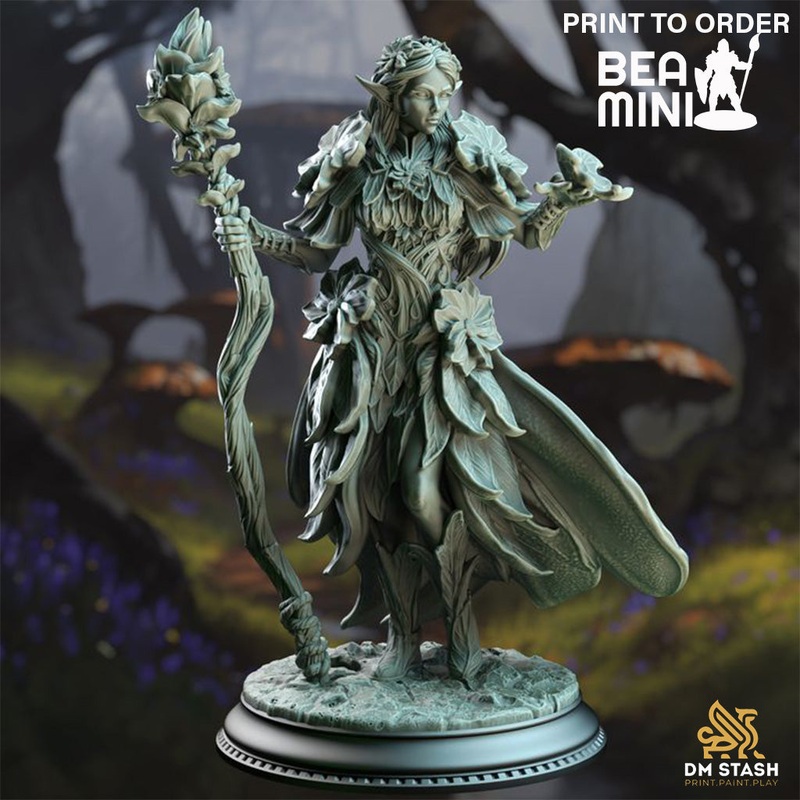 Feywalker Elf Druid – Synoria the Noble Hearted | BeaMini Print to Order Miniatures