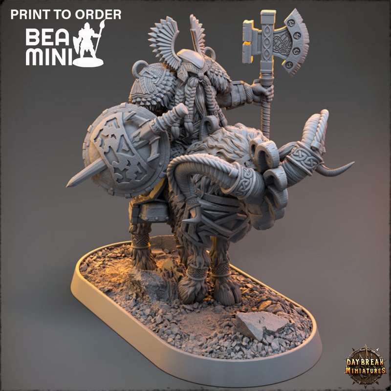 Hellgo Drauper on Fire Goat – Deviant Dwarves of the Pandemonium | BeaMini Print to Order Miniatures