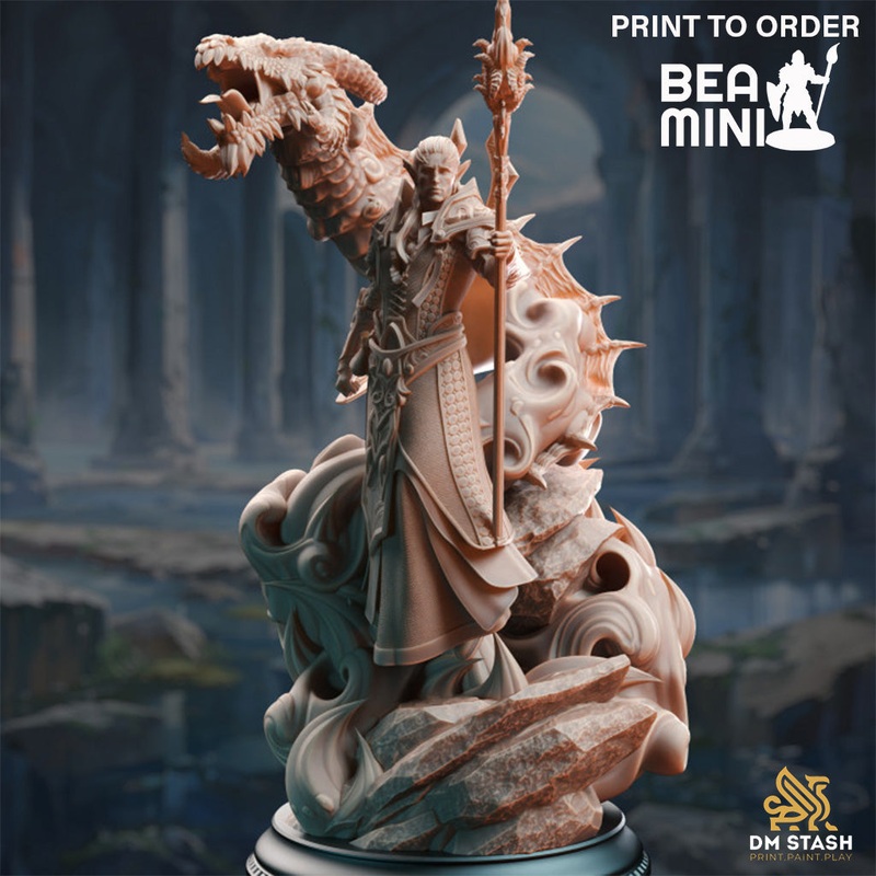 High Elf Draconic Sorcerer – Karydian | BeaMini Print to Order Miniatures