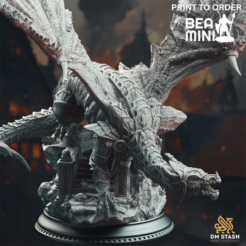 Kuriazor the Dark Scaled – Armoured Dragon | BeaMini Print to Order Miniatures