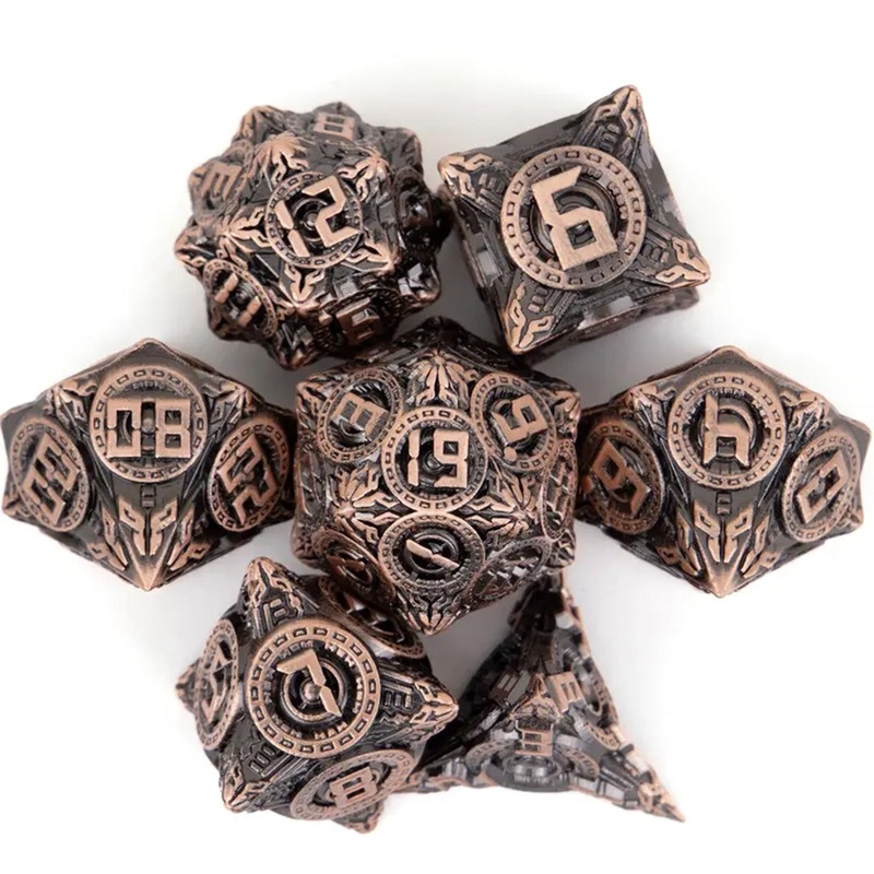 Stargate – 7 Piece Metal Polyhedral Dice Set & Dice Case