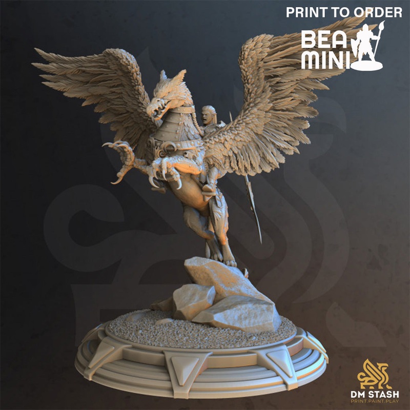Griffin Rider  Ash | BeaMini Print to Order Miniatures